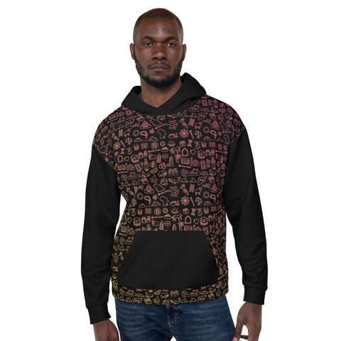 Islamic Line Art Icons (Black) Hoodie